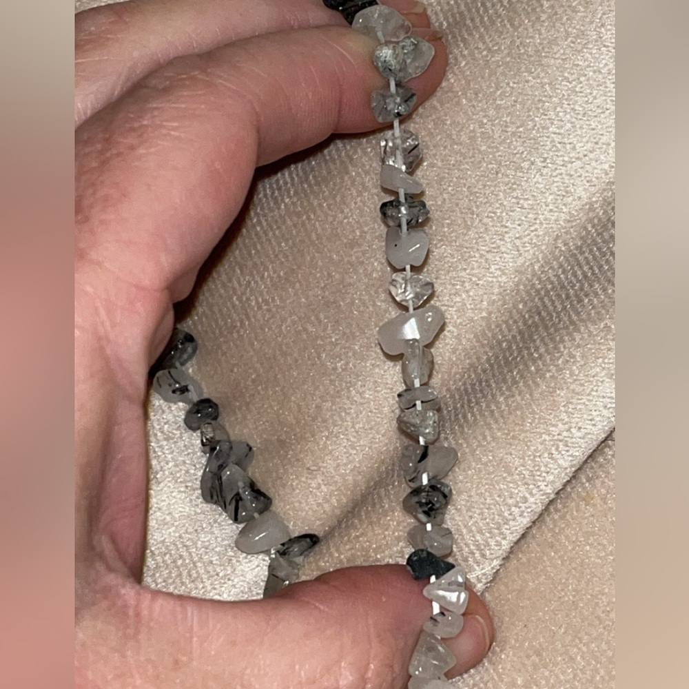 Black Rutilated Quartz Stretch Bracelet - Picture 3 of 4
